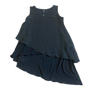 Alisa D. Black Flowy Tank Top Blouse Shirt Crew Neck Tiered Flowy Size Small NWT